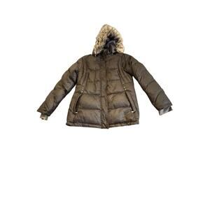 Free Country Black Down Puffer Jacket with Faux Fur Hood